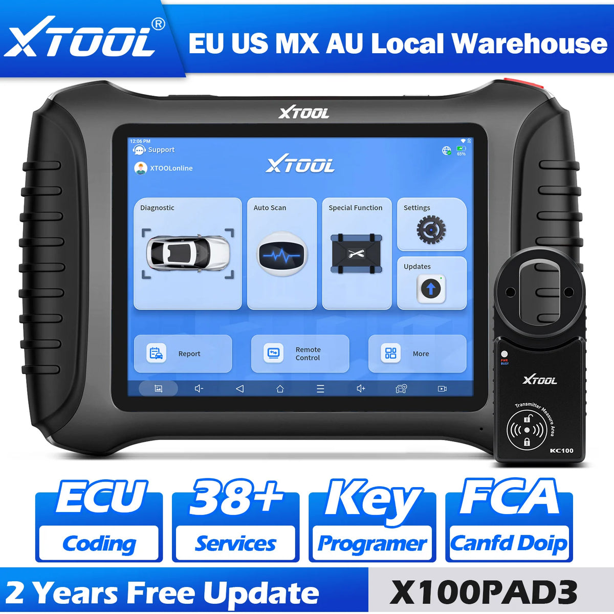 XTOOL X100 PAD3 Full Key Programmer OBD2 Scanner X100PAD3 Elite Car Diagnostic Tool IMMO Key Programming All Key Lost With KC100