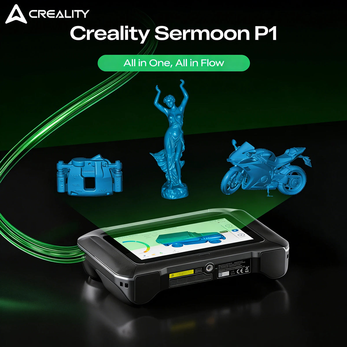 Creality Sermoon P1 3D Scanner 22+7+1 Line Blue Laser Modes +NIR 0.02mm Accuracy Support Wireless and Deep Hole Scanning
