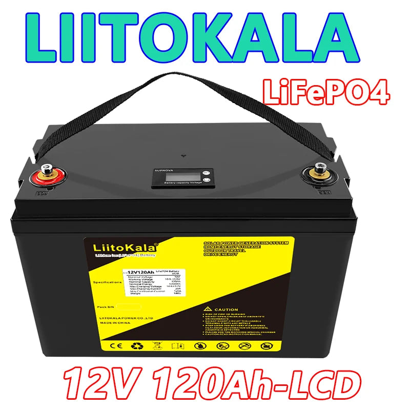 LiitoKala 12V 300Ah 200Ah LiFePO4 Battery 100Ah 120Ah 150Ah Campers Waterproof Golf Cart Battery Off-Road Off-grid Solar Energy