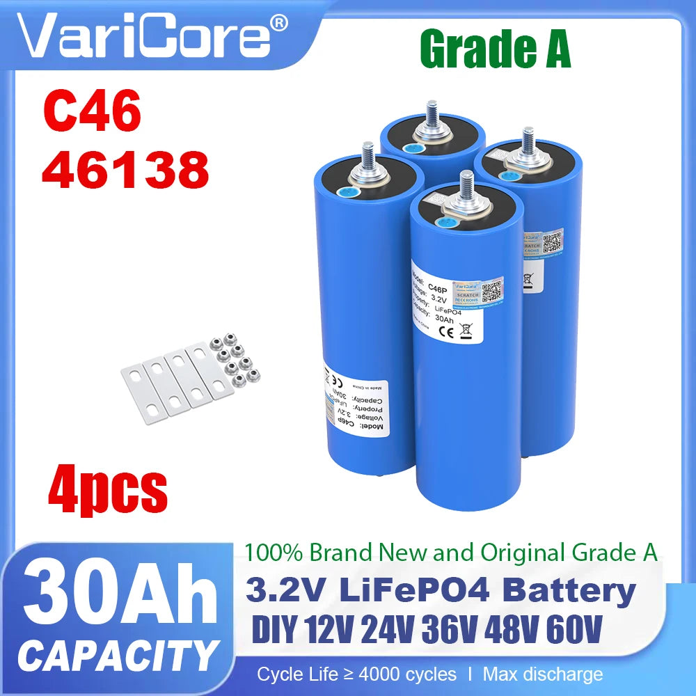 4pcs VariCore 3.2V 360Ah 340Ah 100AH 20Ah 15Ah LiFePO4 Cells Lithium-Iron Phosphate for 4S 12V 24V 48V EV Golf Cart Power Tools