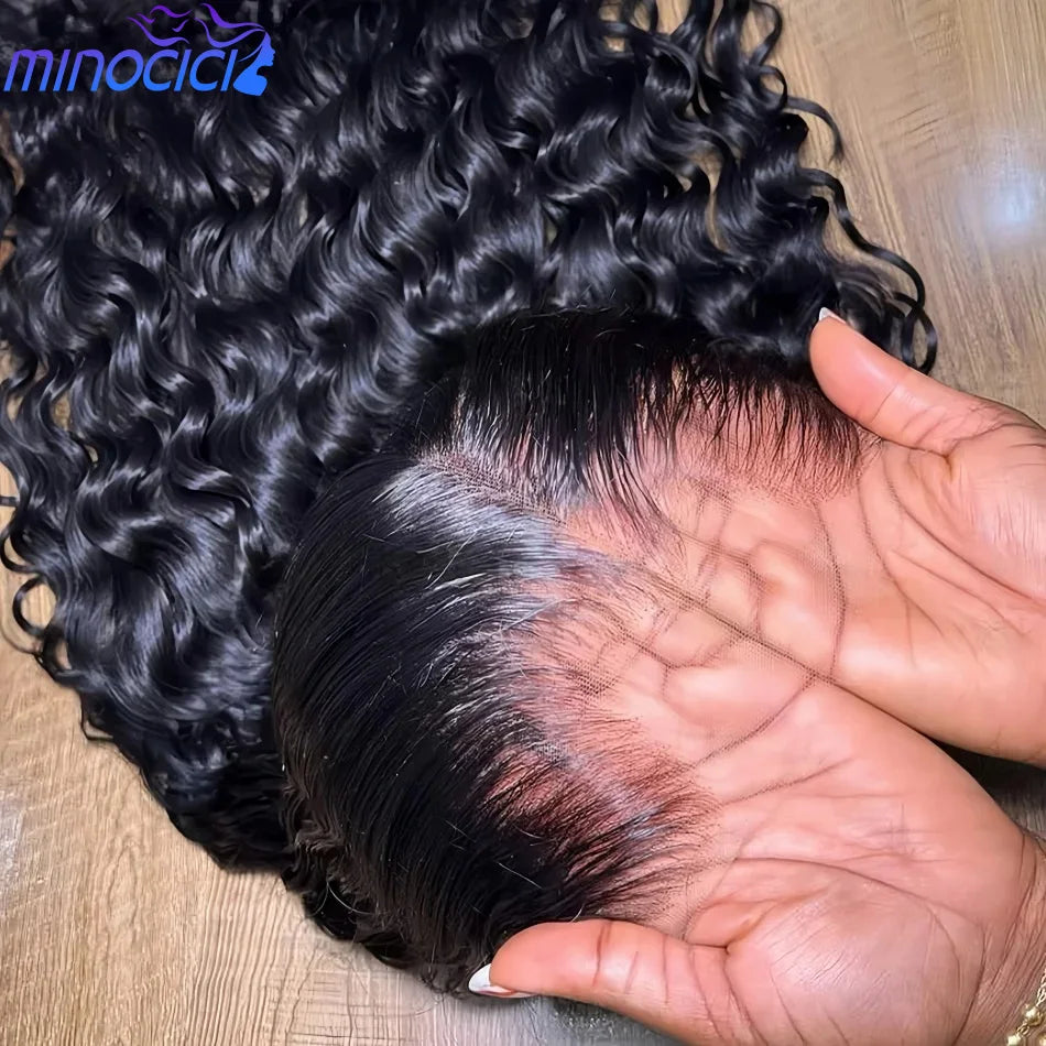 40 Inch Curly Lace Front Wig Water Wave 13X6 Hd Lace Frontal Wig Deep Wave Human Hair Wig 250 Density Preplucked Brazilian Hair