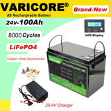 VariCore 12V/24V/36V/48V 360Ah 340Ah 180Ah 100Ah 120Ah LiFePO4 Battery for 4s 8s 10s 16s Solar Touring Car Golf Cart Duty-free