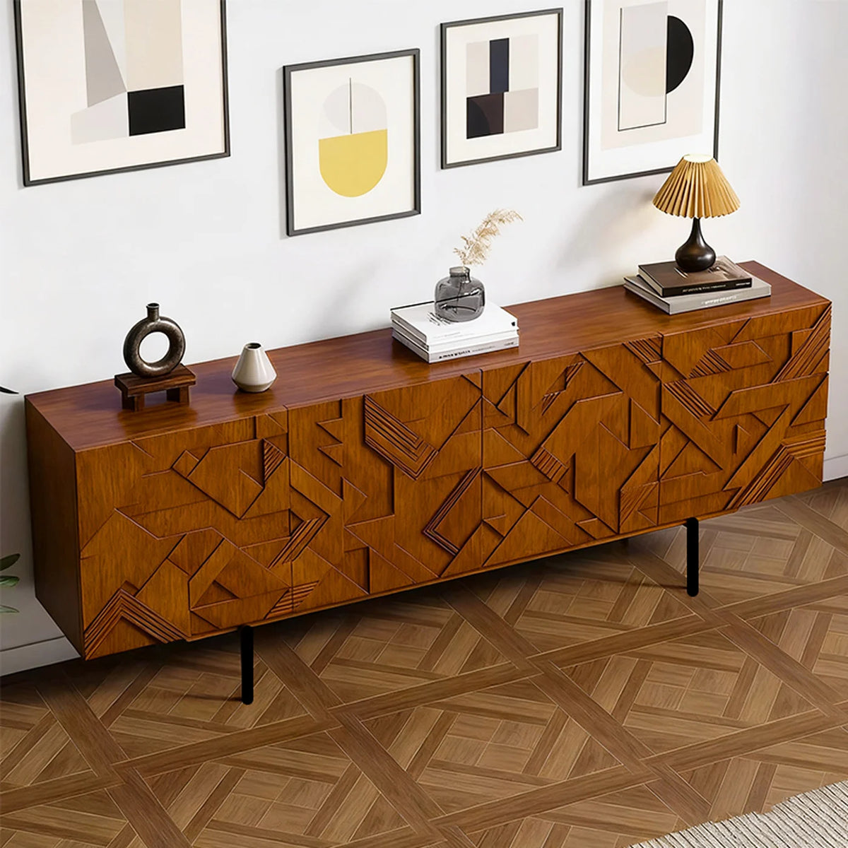 Solid wood dining side cabinet entrance entrance decoration living room multi-functional storage cabinet