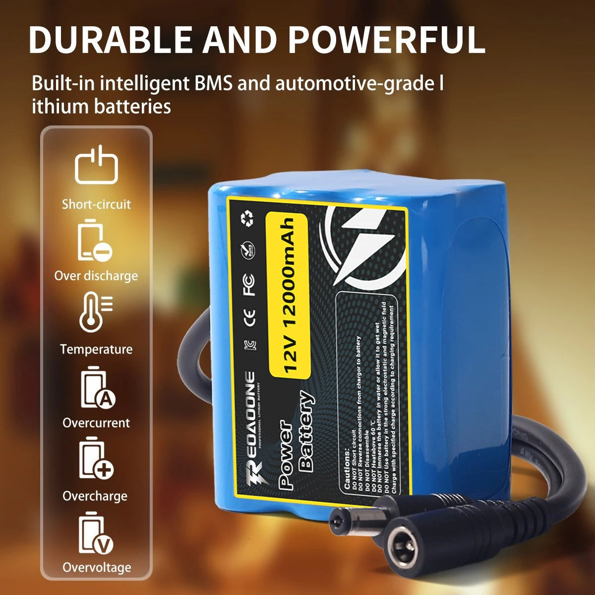 12V 12000mAh Rechargeable Lithium Ion Battery Pack 3S2P with BMS Protection for LED Strip Light Toy Car Security System