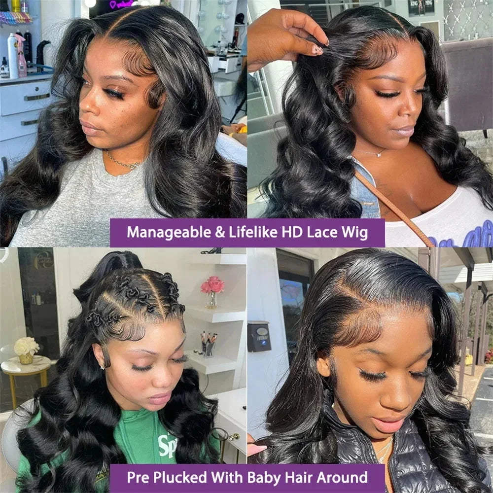 200% Real Density Body Wave ≥98% Human Hair Wig 13x6 HD Transparent Lace Front Wigs For Women 13x4 360 Pre Plucked Lace Frontal