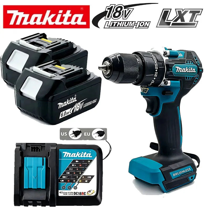 Genuine Makita 18V 6Ah 5Ah Rechargeable Battery for Makita Power Tools Li-ion Replacement 18v Battery+charger+Electric Drill