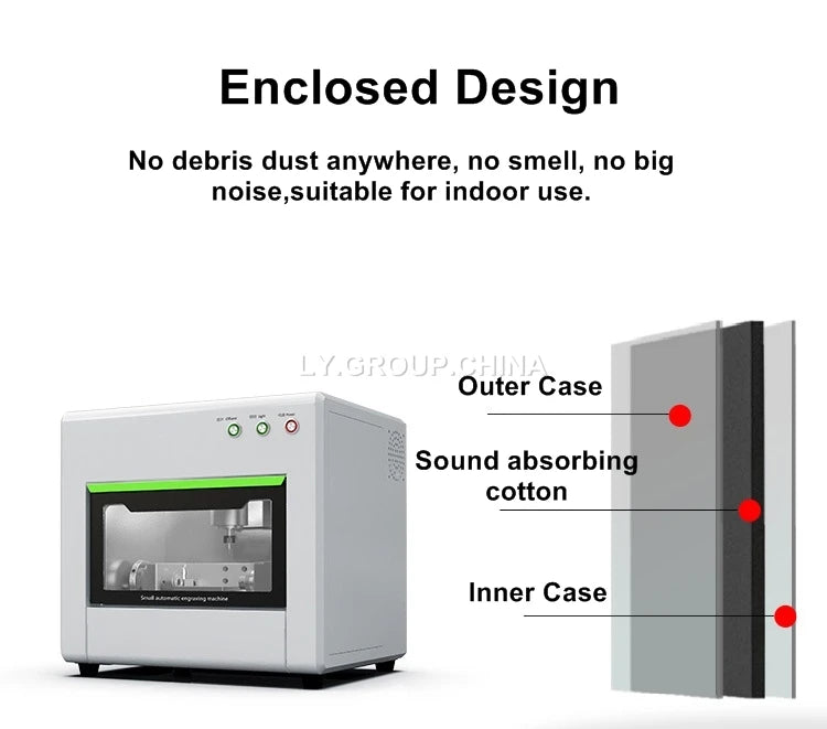 FK10 Enclosed Desktop CNC Engraving Machine 4 Axis Linkage for Jewelry Jade Stone Glass Gem Metal Wood Shale Graphite Firebbrick