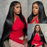 40 50 Inch 13x4 13x6 Full Frontal HD Transparent Lace Long Human Hair Straight 200 Density Remy Human Hair Pre plucked Wigs