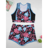 Sporty Bikini Swimsuit Women Fashion Floral Printed Split High Waist Swimwear Summer 2025 New Casual Lady Bathing Suit Beachwear