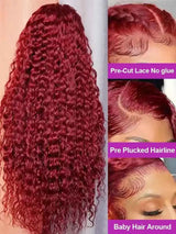 99J Burgundy 250 Density 13x4 HD Lace Front Wigs Human Hair Red Wine 30