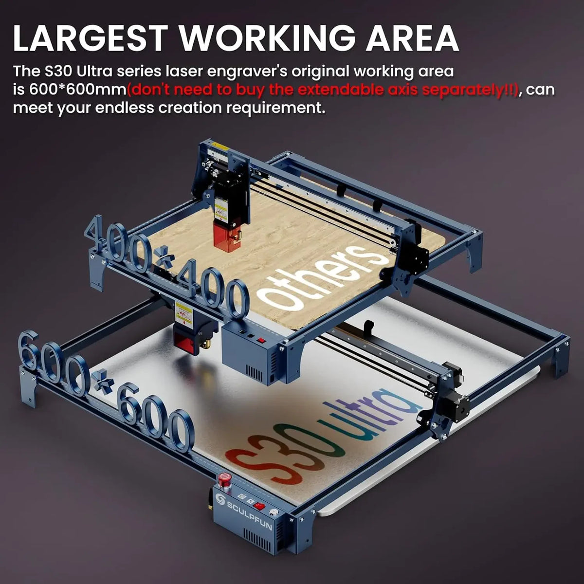 SCULPFUN S30 Ultra Laser Engraver with Air Assist 33W Output Laser Cutter 600x600mm Working Area Laser Engraver for Wood Metal