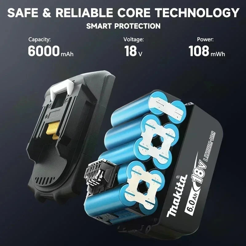 100% original Makita 18V battery, 6.0Ah 9.0Ah rechargeable battery, replacing Makita BL1830BL1840BL 1860B, power tool battery