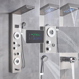 Golden Black Shower Panel Wall Rain Waterfall Shower Faucet Bathroom Shower Set APS Body Spray Jets Plastic Handshower Head