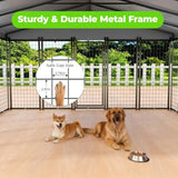10 by 10 ft Outdoor Dog Kennel Heavy Duty Dog Pens Outside with Waterproof Roof Metal Dog Run Fence with Galvanized Welded Wire