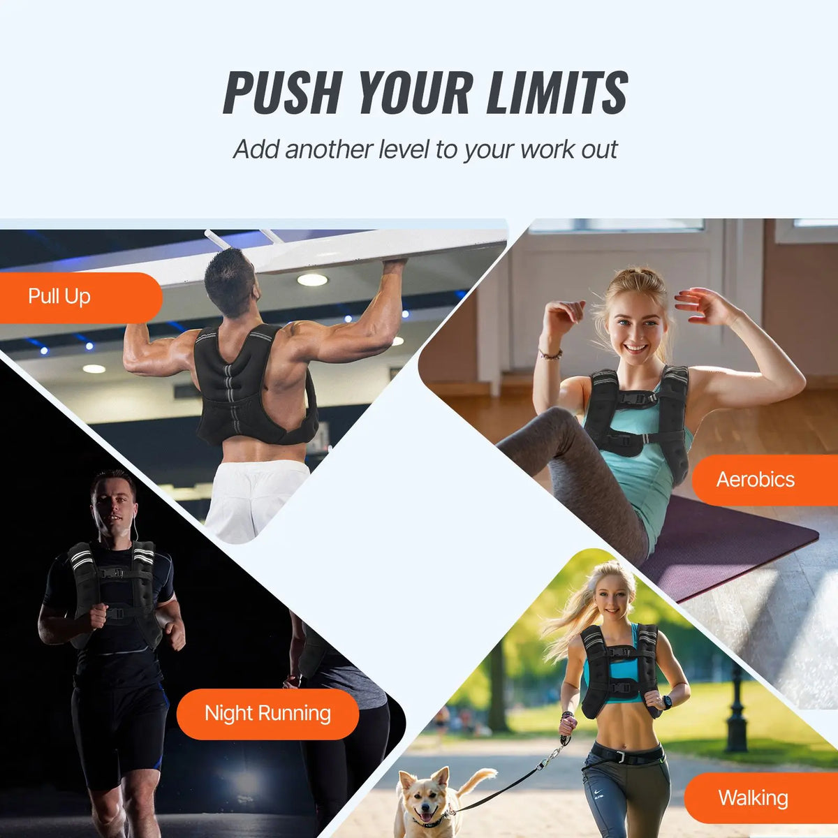 Weighted Vest 20 lbs Weight Vest with Reflective Stripe Adjustable Buckle Body Weight Vest for Men Women Workout Equipment