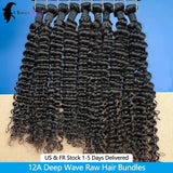 12A Deep Wave Bundles Human Hair Brazilian Remy 30 32 Inch Raw Curly