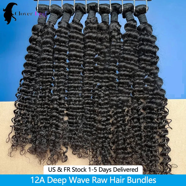 12A Deep Wave Bundles Human Hair Brazilian Remy 30 32 Inch Raw Curly