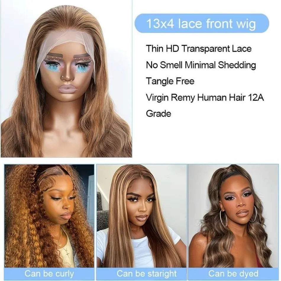13X6 Hd Lace Frontal Wig Highlight Ombre Wig Human Hair 427 Body Wave Original Brazilian Wigs P1B30 Lace Front Wigs 250 Density