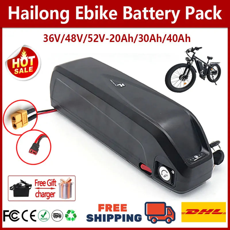 Hailong Battery 36V 48V 52V 20Ah 30Ah 40Ah 18Ah for Bafang BBS02 BBS03 BBSHD Motor Hailong Battery 36V Hailong 48V