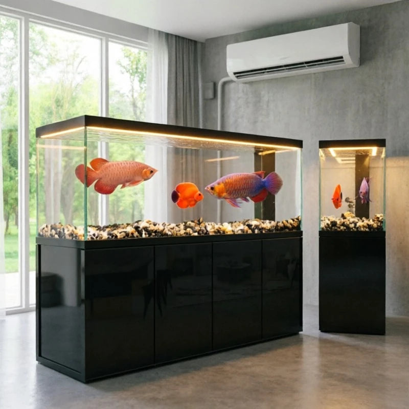 All-in-One AquariumLarge Freestanding Goldfish Tank With Bottom Filter And Ultra-Clear Glass Integrated Cabinet For Living Room
