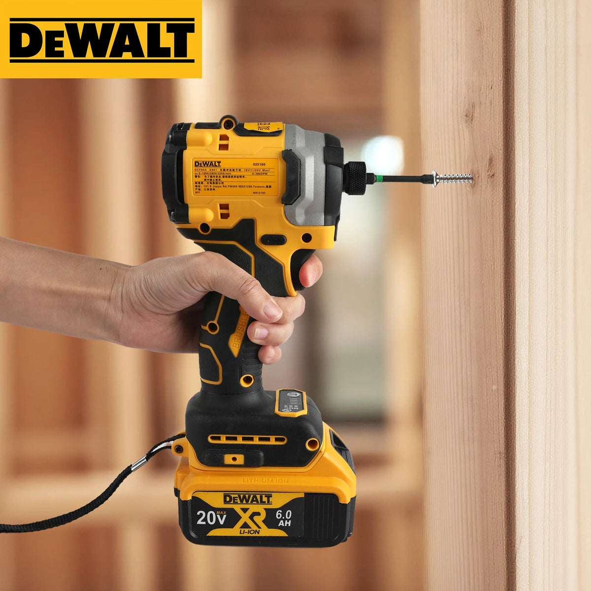DEWALT DCF850 20V Impact Driver 205N.m Torque Forward/Reverse Switch for Screw Driving&Bolt Tightening in Construction&Workshop