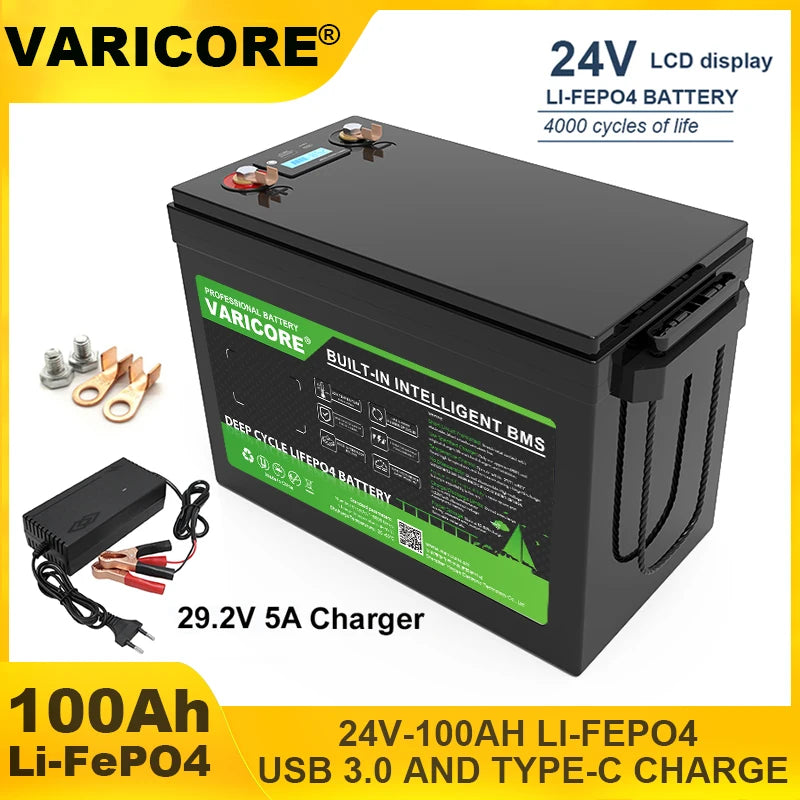 VariCore 24V 100Ah 60Ah 32Ah 8s LiFePO4 Battery Lithium Iron Phosphate for Boat Golf Cart Car Lighter Batteries 29.2V Duty-Free