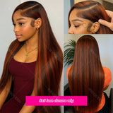 #4/350 Brown Mix Ginger Colored Skunk Stripe 5x5 Lace Front Glueless