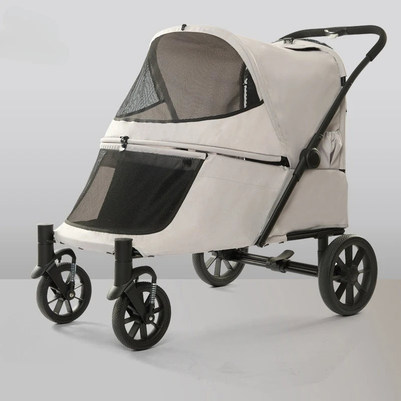Foldable Dog Stroller Big Wheel with Ramp Brake Dog Strollers Suspension Outdoor Portable Large Dogs Stroller Oxford Pet Carrier
