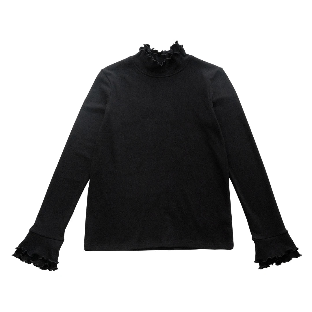 IMAKOKONI original design autumn solid color high collar long sleeve pullover slim T-shirt bottoming shirt women's