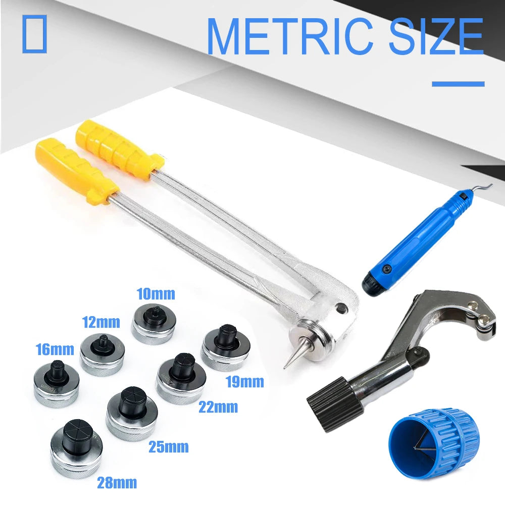 Tubing Flaring Tool Copper Pipe Expander Lever Type Tubing Expanding Tool Portable Manual Copper Aluminum Pipe Tube Expander Kit