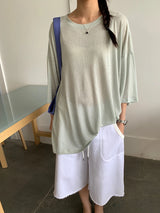 Summer Women's Casual Loose T-shirt Solid Color Round Neck Short Sleeved Top for Comfortable Fashion