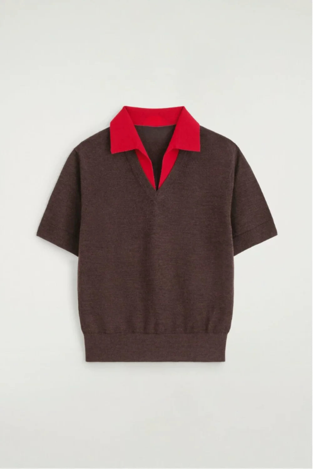 XIMIAN APPAREL 2026 YAZHIMEI traf Cos autumn New Style of Ladies' casual brown Standard style wool-blend layered polo shirt