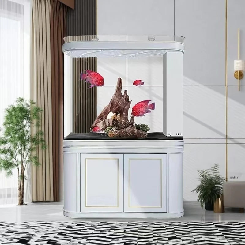 All-in-One AquariumStylish Double Rounded Corner Glass Bar Aquarium Perfect Eco-Aquarium Home Office Decoration Saltwater Freshw