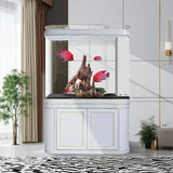 All-in-One AquariumStylish Double Rounded Corner Glass Bar Aquarium Perfect Eco-Aquarium Home Office Decoration Saltwater Freshw