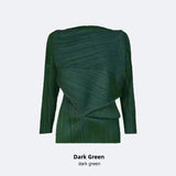 Long Sve T-irt Women's Casual Loose Fit Folded Design Outerwear Luxury Versatile Asymmetrical JK482 Polyester Fiber
