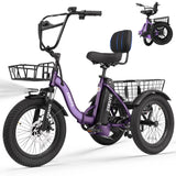 ESKUTE T300 Electric Bicycle Trike for Adults, 624Wh Battery, 1200W Motor eBIKE, 18"x3.0" Fat Tires, Foldable 3-Wheel E-Bike