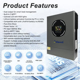 Aninerel 11KW 48V Hybrid Solar Inverter Dual Output Dual input Solar controller Color LCD Display MPPT 160A PV 500VDC RS232/485