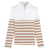 2024Women's Shirt Fashion Top LongSleeve T-shirt Spring and Autumn New Style High end Fashion Polo Collar Stripe Slimming Casual