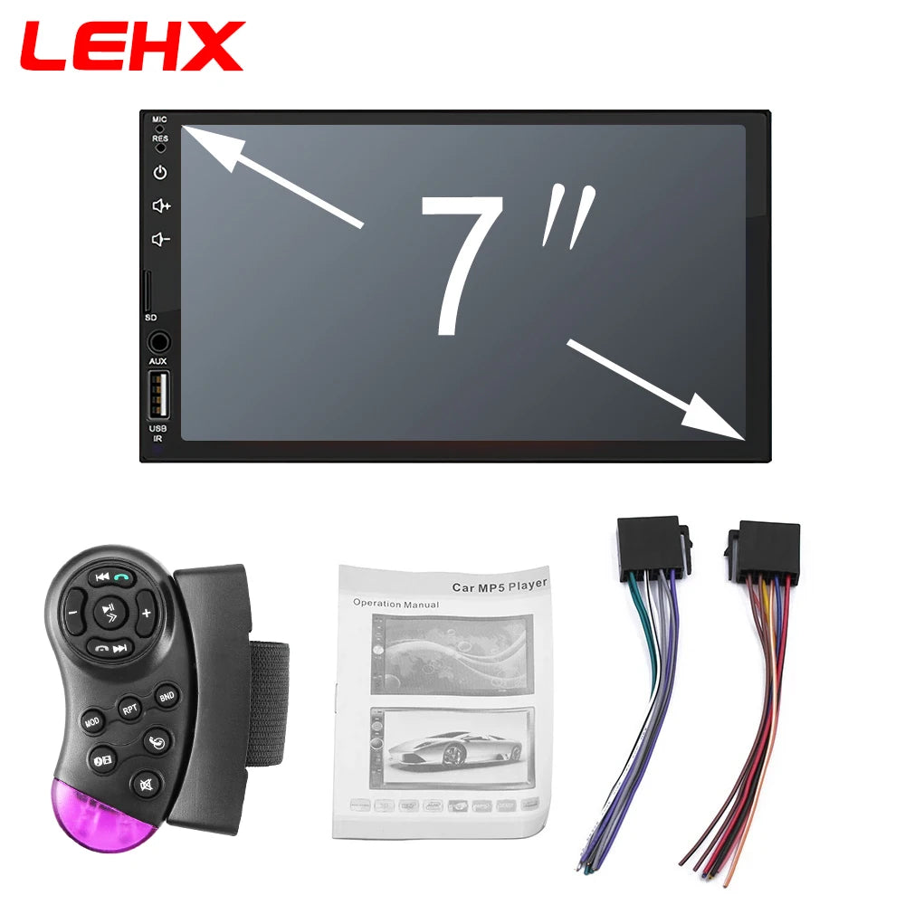 LEHX 7Inch Carplay Android Auto Player IPS Touch Screen HD Automotive Multimedia Car MP5 Player USB Bluetooth Card 2 Din Stereo
