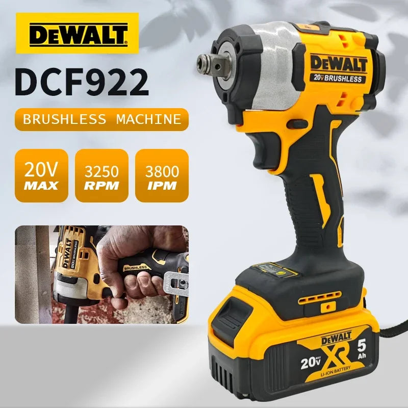 Dewalt DCF922 Brushless Impact Wrench Cordless Driver Large torque Variable Speed Electric Wrench 20V Rechargeable Tools