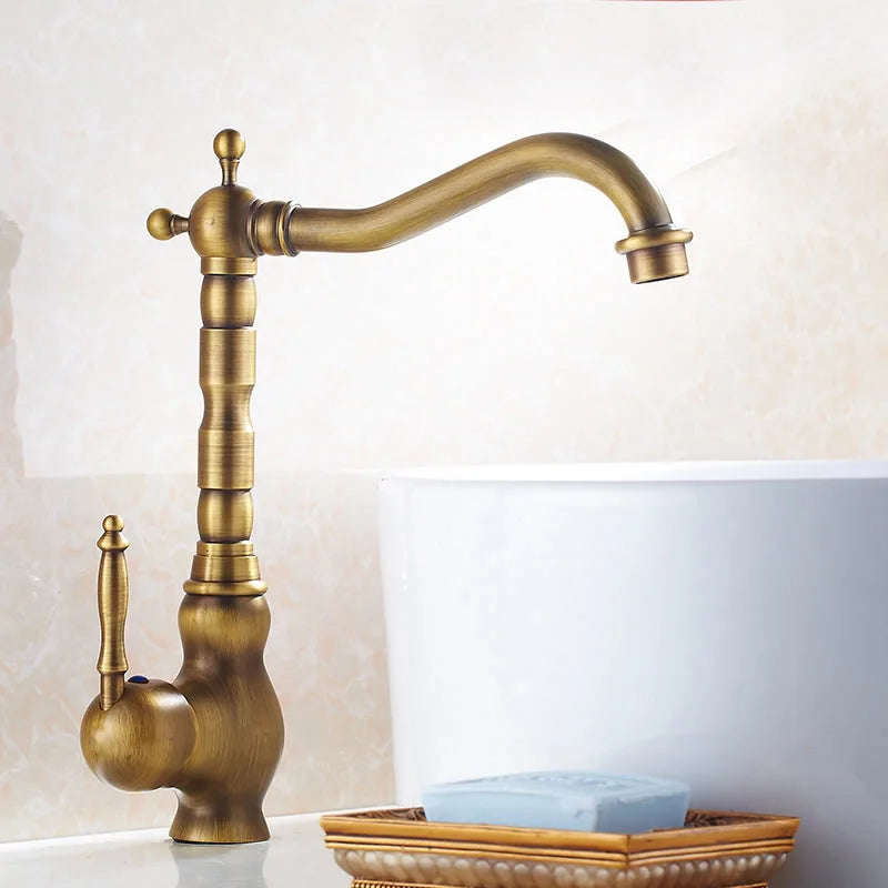 Shinesia Black Bronze Gourmet Kitchen Faucet Deck Mounted Bathroom Basin Sink Hot and Cold Water Mixer Taps