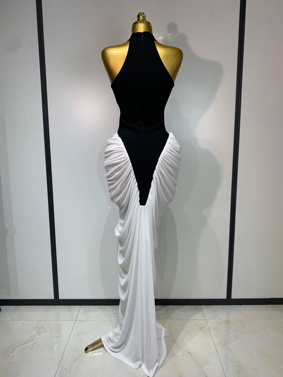 Patchwork Sleeveless Maxi Long Dress Women Fashion Contrast Color Ruched Bodycon Fancy Club Evening Party Birthday Long Dresses