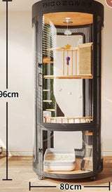 Drop-shipping Luxurious Cat Villa With Large Free Space Round Toilet Integrated Cabinet Living Room Cat House