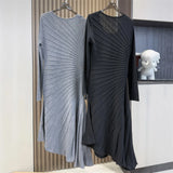women's dress New elastic slim fit round neck long dress for autumn 2026 asymmetrical knitted casual dress 100% wool party dress