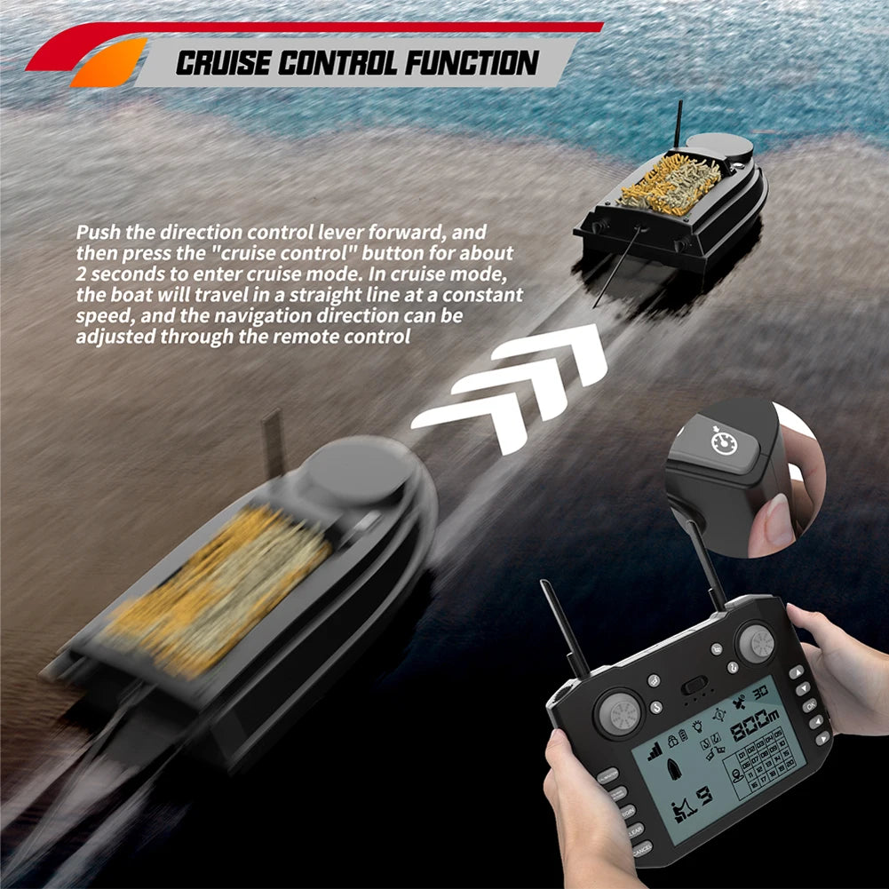 V030 Large RC Bait Ship GPS 9 Fishing Ground 180 Point Intelligent Automatic Cruise Return 12V High Speed Fish Seeker Trawl Nest