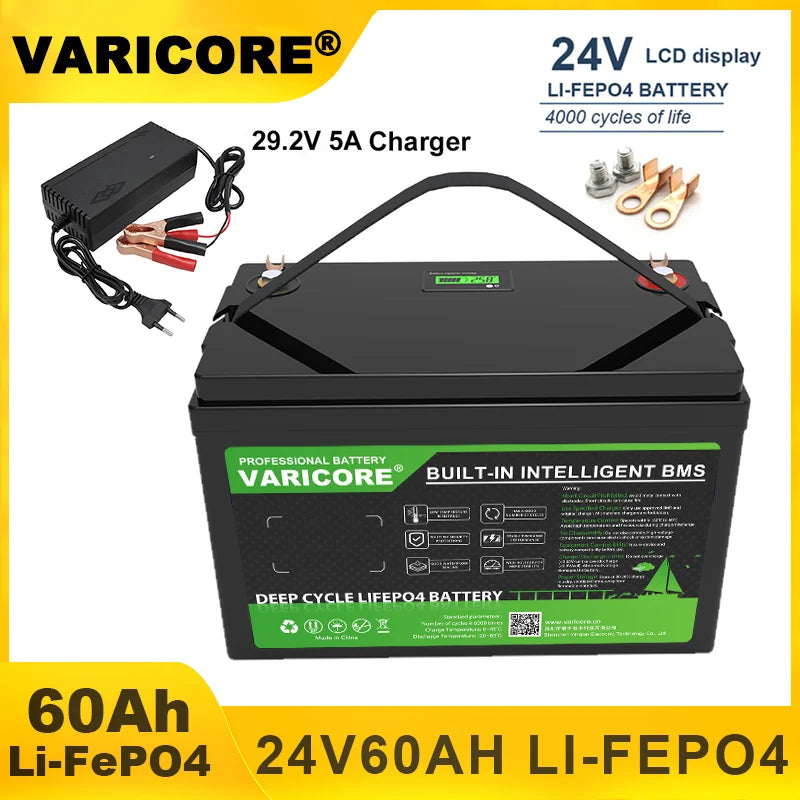 VariCore 24V 100AH 32ah 8s LiFePO4 Battery Lithium Iron Phosphate for 25.6v 29.2V Golf Cart Car Lighter Campervan Batteries