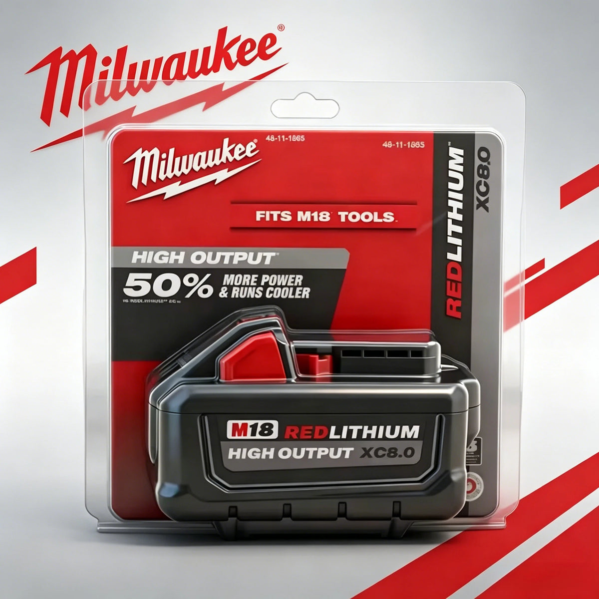 Milwaukee M18 XC 18V 8.0Ah 21700 Lithium Cell High Capacity Battery Rechargeable for 48‑11‑2830 0730‑20 Cordless Power Tools