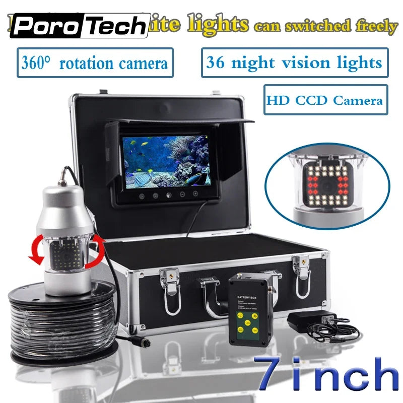 36pcs Light Full Range Vision HD CCD Night Vision Fishing Camera Wide View Fishing Under Water Camera Ice Fishing Cam Rotating