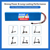 36V Electric Scooter Battery 9.0Ah 18650 Grade-A Cells 10S3P 500W-1000W Built-in BMS XT30 JST Long Range Safe & Durable
