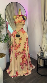 GLCMYAYA Women Printed Sleeveless with Sashes Fit and Flare A-line Maxi Dress 2026 Streetwear Beach Holiday Long Dresses Vestido